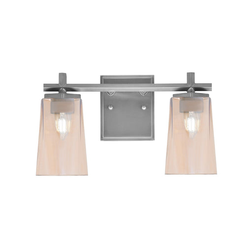 Toltec Franklin 2-Light Bath Bar | Graphite and Amber Gradient Glass | Bathroom Vanity Light | 6.25 x 8.75 in | Model 1212-GP-263