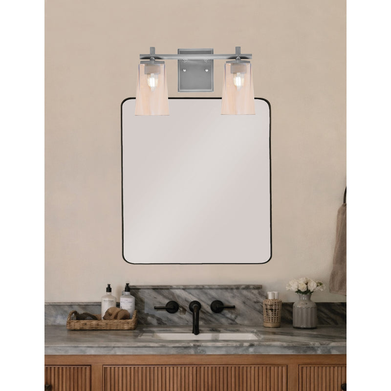 Toltec Franklin 2-Light Bath Bar | Graphite and Amber Gradient Glass | Bathroom Vanity Light | 6.25 x 8.75 in | Model 1212-GP-263