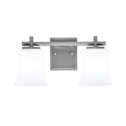 Toltec Franklin 7.75in 2-Light Bath Bar | Modern Graphite Steel and White Opal Glass | Bathroom Vanity Light | 6.75 x 7.75 in | Model 1212-GP-5031