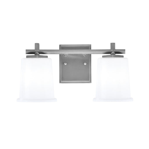 Toltec Franklin 7.75in 2-Light Bath Bar | Modern Graphite Steel and White Opal Glass | Bathroom Vanity Light | 6.75 x 7.75 in | Model 1212-GP-5031