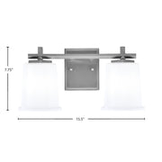 Toltec Franklin 7.75in 2-Light Bath Bar | Modern Graphite Steel and White Opal Glass | Bathroom Vanity Light | 6.75 x 7.75 in | Model 1212-GP-5031
