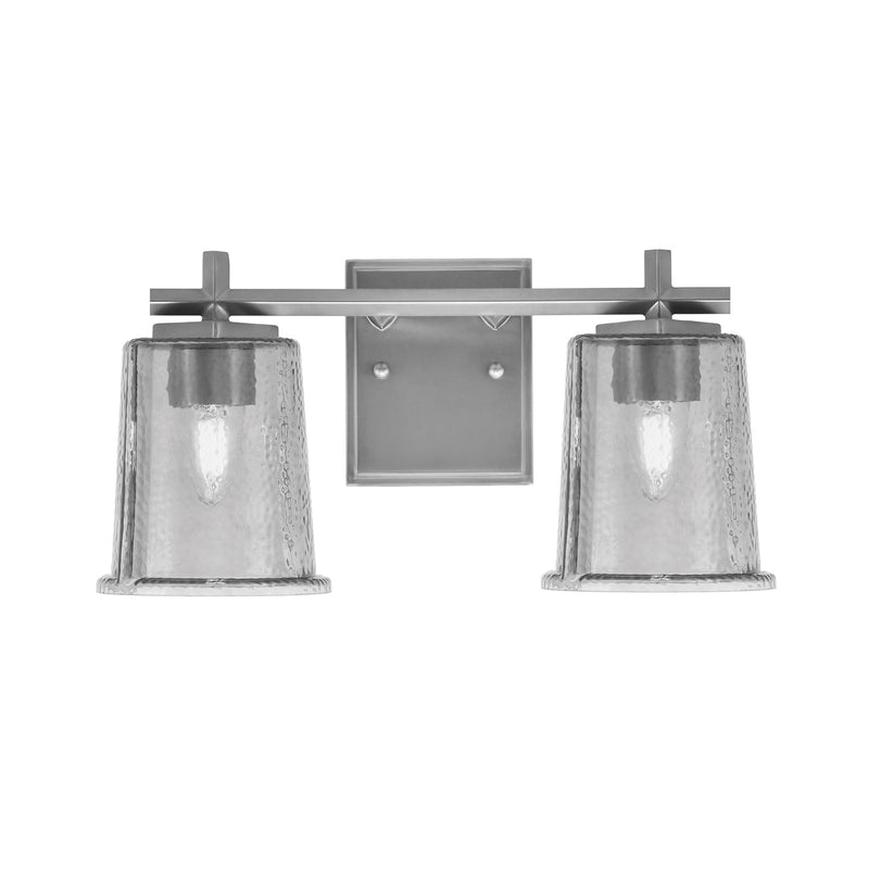 Toltec Franklin 7.75in 2-Light Bath Bar | Modern Graphite Steel and Smoke Bubble Glass | Bathroom Vanity Light | 6.75 x 7.75 in | Model 1212-GP-5032