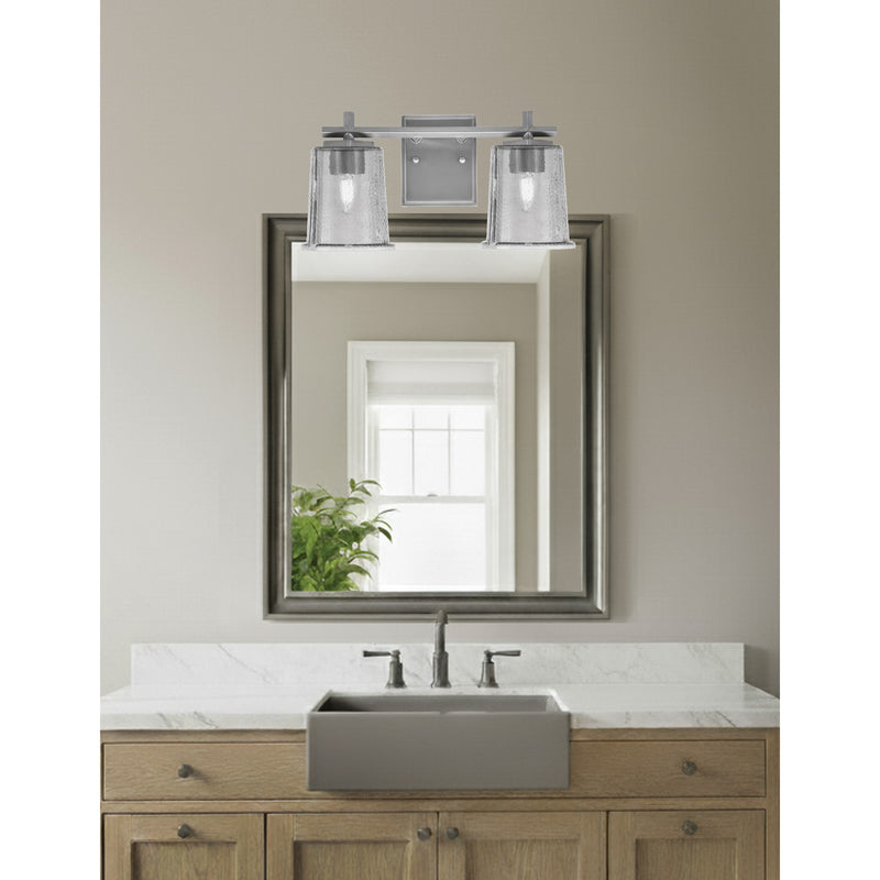 Toltec Franklin 7.75in 2-Light Bath Bar | Modern Graphite Steel and Smoke Bubble Glass | Bathroom Vanity Light | 6.75 x 7.75 in | Model 1212-GP-5032
