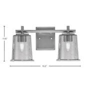 Toltec Franklin 7.75in 2-Light Bath Bar | Modern Graphite Steel and Smoke Bubble Glass | Bathroom Vanity Light | 6.75 x 7.75 in | Model 1212-GP-5032