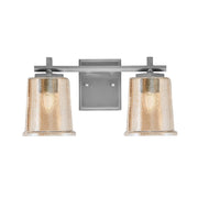 Toltec Franklin 7.75in 2-Light Bath Bar | Modern Graphite Steel and Amber Bubble Glass | Bathroom Vanity Light | 6.75 x 7.75 in | Model 1212-GP-5033