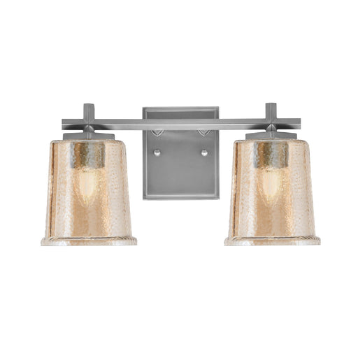Toltec Franklin 7.75in 2-Light Bath Bar | Modern Graphite Steel and Amber Bubble Glass | Bathroom Vanity Light | 6.75 x 7.75 in | Model 1212-GP-5033
