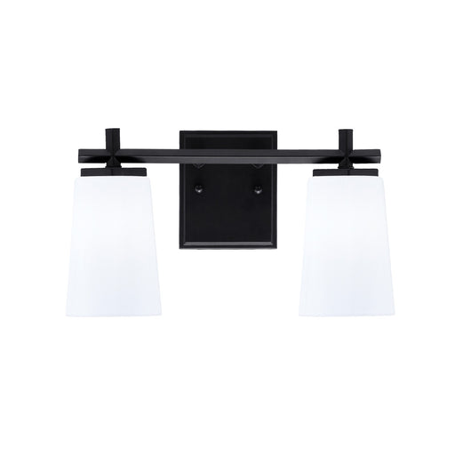 Toltec Franklin 2-Light Bath Bar | Modern Matte Black Steel and White Opal Glass | Bathroom Vanity & Powder Room | 6.25 x 8.75 in | Model 1212-MB-261