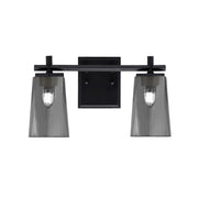 Toltec Franklin 2-Light Bath Bar | Modern Matte Black Steel and Smoke Bubble Glass | Bathroom Vanity & Powder Room | 6.25 x 8.75 in | Model 1212-MB-262