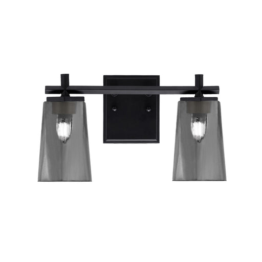 Toltec Franklin 2-Light Bath Bar | Modern Matte Black Steel and Smoke Bubble Glass | Bathroom Vanity & Powder Room | 6.25 x 8.75 in | Model 1212-MB-262