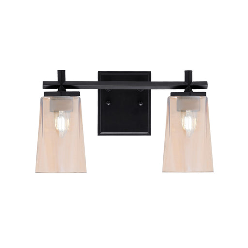 Toltec Franklin 2-Light Bath Bar | Modern Matte Black Steel and Amber Gradient Glass | Bathroom Vanity & Powder Room | 6.25 x 8.75 in | Model 1212-MB-263