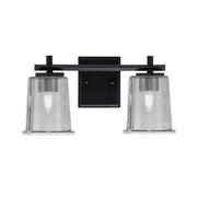 Toltec Franklin 2-Light Bath Bar | Matte Black Steel and Smoke Bubble Glass | Bathroom Vanity Light | 6.75 x 7.75 in | Model 1212-MB-5032
