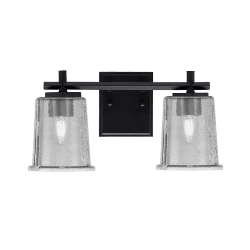Toltec Franklin 2-Light Bath Bar | Matte Black Steel and Smoke Bubble Glass | Bathroom Vanity Light | 6.75 x 7.75 in | Model 1212-MB-5032
