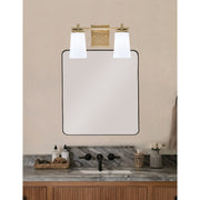 Toltec Franklin 2-Light Bath Bar | New Age Brass Steel and White Opal Glass | Bathroom Vanity Light | 6.25 x 8.75 in | Model 1212-NAB-261