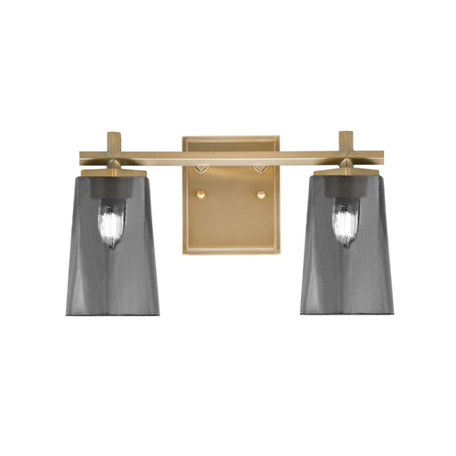 Toltec Franklin 2-Light Bath Bar | New Age Brass and Smoke Bubble Glass | Bathroom & Powder Room Vanity Light | 6.25 x 8.75 in | Model 1212-NAB-262