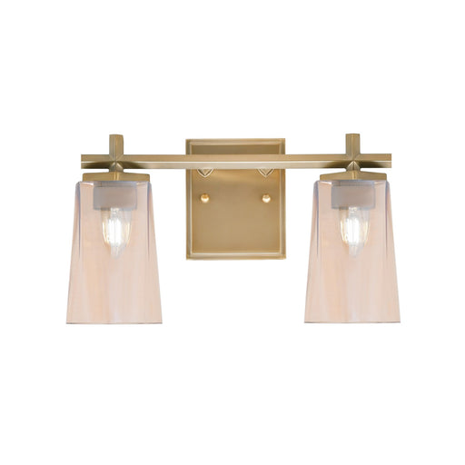 Toltec Franklin 2-Light Bath Bar | New Age Brass and Amber Gradient Glass | Bathroom & Powder Room Vanity Light | 6.25 x 8.75 in | Model 1212-NAB-263