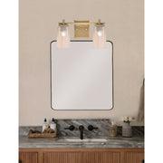 Toltec Franklin 2-Light Bath Bar | New Age Brass and Amber Gradient Glass | Bathroom & Powder Room Vanity Light | 6.25 x 8.75 in | Model 1212-NAB-263