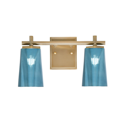 Toltec Franklin 2-Light Bath Bar | New Age Brass and Blue Gradient Glass | Bathroom & Powder Room Vanity Light | 6.25 x 8.75 in | Model 1212-NAB-265