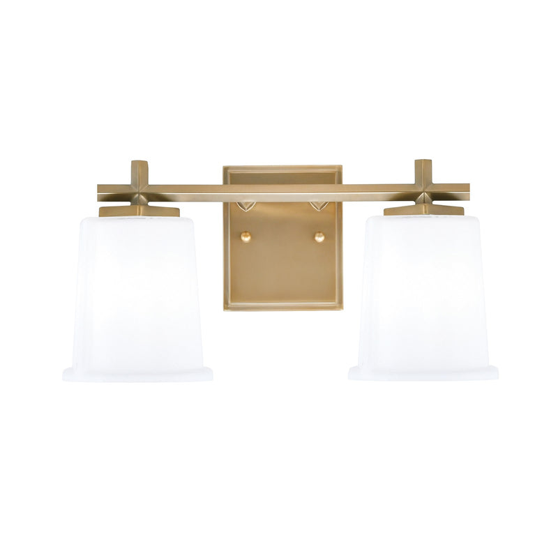 Toltec Franklin 2-Light Bath Bar | New Age Brass and White Opal Glass | Bathroom & Powder Room Vanity Light | 6.75 x 7.75 in | Model 1212-NAB-5031