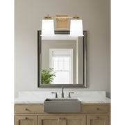 Toltec Franklin 2-Light Bath Bar | New Age Brass and White Opal Glass | Bathroom & Powder Room Vanity Light | 6.75 x 7.75 in | Model 1212-NAB-5031