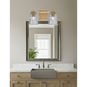 Toltec Franklin 2-Light Bath Bar | New Age Brass and Smoke Bubble Glass | Bathroom Vanity Light | 6.75 x 7.75 in | Model 1212-NAB-5032