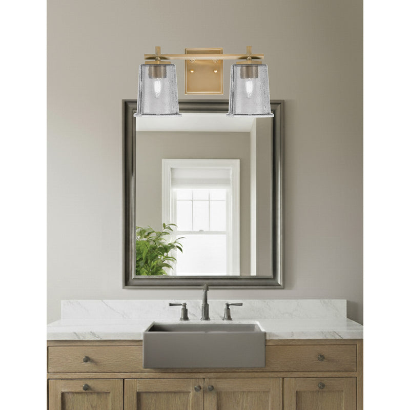 Toltec Franklin 2-Light Bath Bar | New Age Brass and Smoke Bubble Glass | Bathroom Vanity Light | 6.75 x 7.75 in | Model 1212-NAB-5032