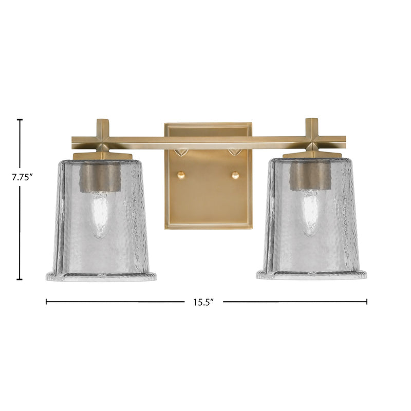Toltec Franklin 2-Light Bath Bar | New Age Brass and Smoke Bubble Glass | Bathroom Vanity Light | 6.75 x 7.75 in | Model 1212-NAB-5032