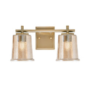 Toltec Franklin 2-Light Bath Bar | New Age Brass and Amber Bubble Glass | Bathroom Vanity Light | 6.75 x 7.75 in | Model 1212-NAB-5033