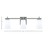 Toltec Franklin 3-Light Bath Bar | Graphite and White Opal Glass | Bathroom Vanity Light | 5.5 x 11.25 in | Model 1213-GP-261