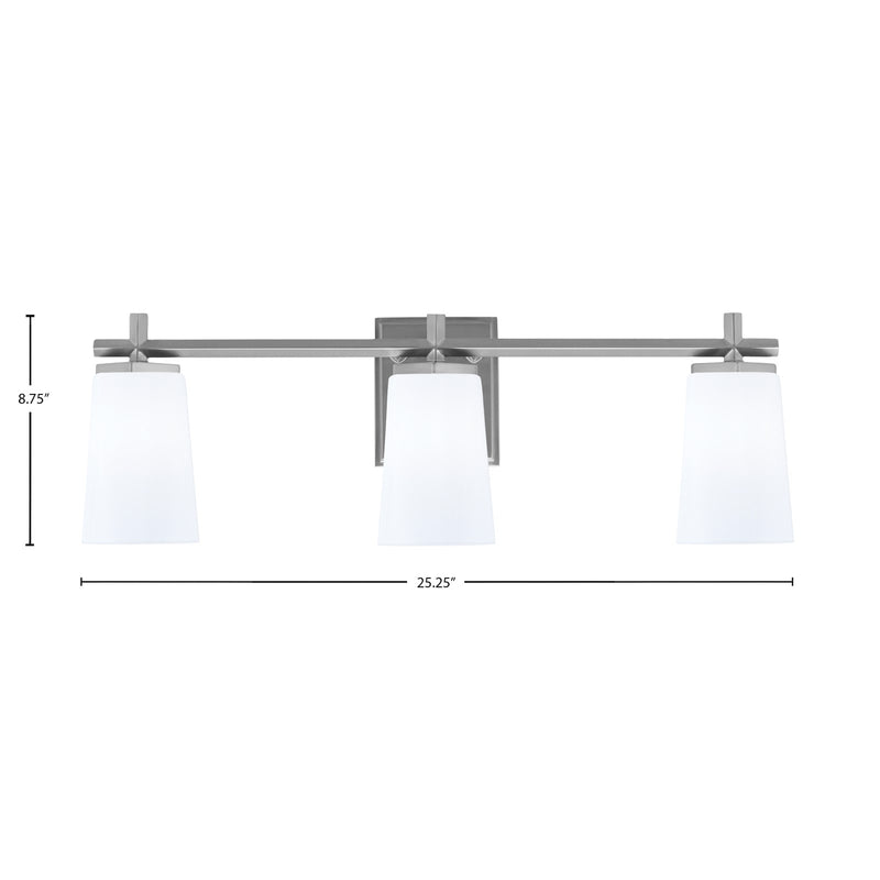 Toltec Franklin 3-Light Bath Bar | Graphite and White Opal Glass | Bathroom Vanity Light | 5.5 x 11.25 in | Model 1213-GP-261