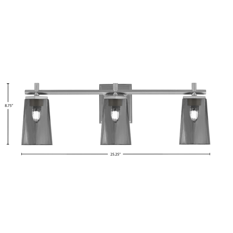 Toltec Franklin 3-Light Bath Bar | Graphite and Smoke Bubble Glass | Bathroom Vanity Light | 5.5 x 11.25 in | Model 1213-GP-262