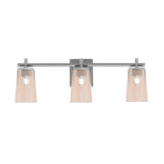 Toltec Franklin 11.25in 3-Light Bath Bar | Modern Graphite and Amber Gradient Glass | Bathroom Vanity & Powder Room | 5.5 x 11.25 in | Model 1213-GP-263