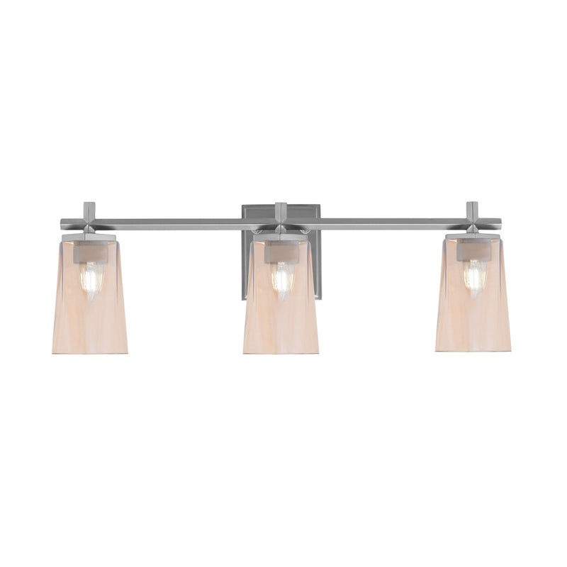 Toltec Franklin 11.25in 3-Light Bath Bar | Modern Graphite and Amber Gradient Glass | Bathroom Vanity & Powder Room | 5.5 x 11.25 in | Model 1213-GP-263