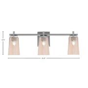 Toltec Franklin 11.25in 3-Light Bath Bar | Modern Graphite and Amber Gradient Glass | Bathroom Vanity & Powder Room | 5.5 x 11.25 in | Model 1213-GP-263