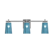 Toltec Franklin 11.25in 3-Light Bath Bar | Modern Graphite and Blue Gradient Glass | Bathroom Vanity & Powder Room | 5.5 x 11.25 in | Model 1213-GP-265