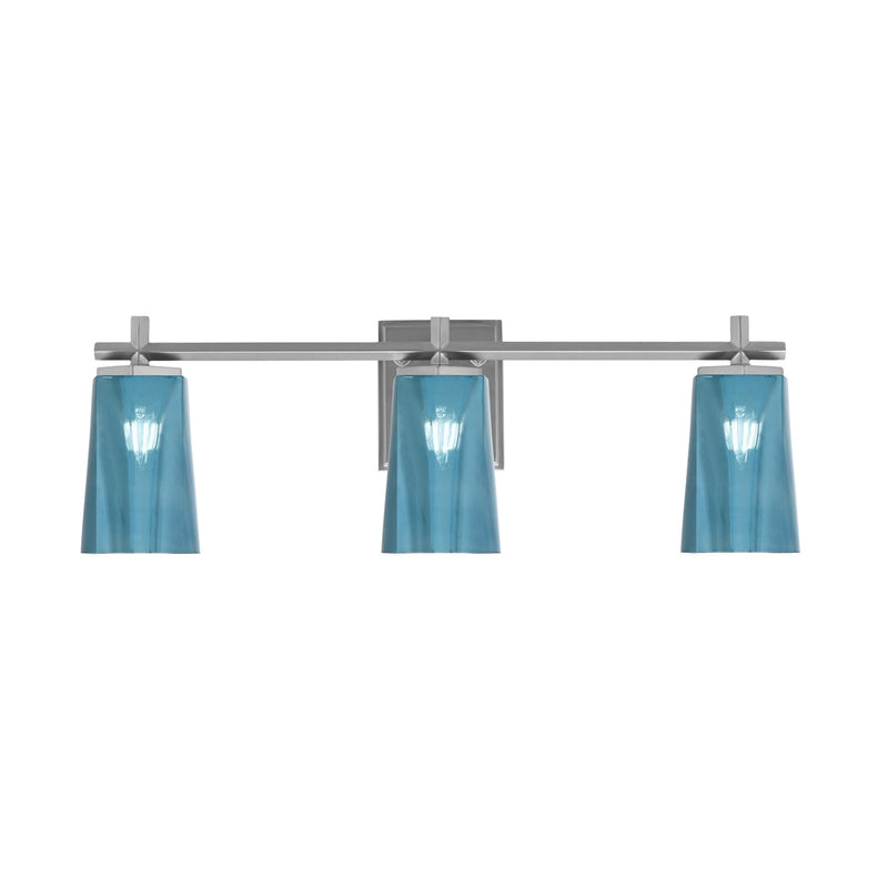 Toltec Franklin 11.25in 3-Light Bath Bar | Modern Graphite and Blue Gradient Glass | Bathroom Vanity & Powder Room | 5.5 x 11.25 in | Model 1213-GP-265