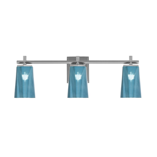 Toltec Franklin 11.25in 3-Light Bath Bar | Modern Graphite and Blue Gradient Glass | Bathroom Vanity & Powder Room | 5.5 x 11.25 in | Model 1213-GP-265