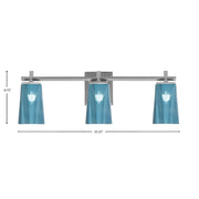 Toltec Franklin 11.25in 3-Light Bath Bar | Modern Graphite and Blue Gradient Glass | Bathroom Vanity & Powder Room | 5.5 x 11.25 in | Model 1213-GP-265