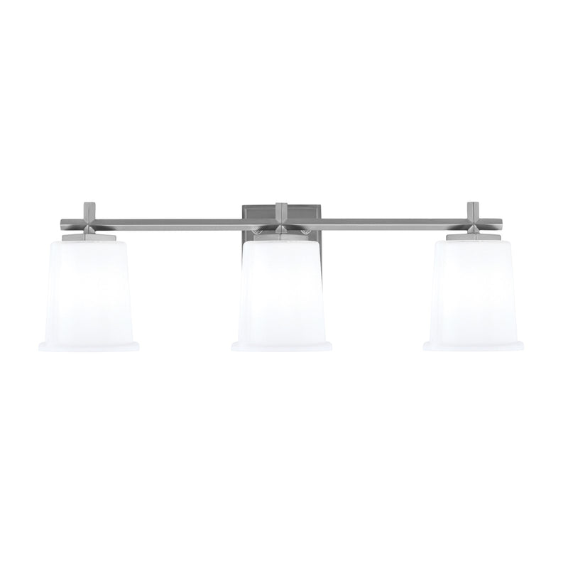 Toltec Franklin 10.25in 3-Light Bath Bar | Modern Graphite and White Opal Glass | Bathroom Vanity & Powder Room | 5.5 x 10.25 in | Model 1213-GP-5031