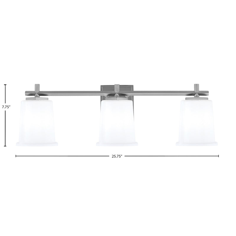 Toltec Franklin 10.25in 3-Light Bath Bar | Modern Graphite and White Opal Glass | Bathroom Vanity & Powder Room | 5.5 x 10.25 in | Model 1213-GP-5031