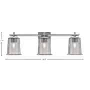 Toltec Franklin 10.25in 3-Light Bath Bar | Modern Graphite and Smoke Bubble Glass | Bathroom Vanity & Powder Room | 5.5 x 10.25 in | Model 1213-GP-5032