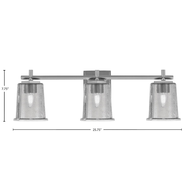 Toltec Franklin 10.25in 3-Light Bath Bar | Modern Graphite and Smoke Bubble Glass | Bathroom Vanity & Powder Room | 5.5 x 10.25 in | Model 1213-GP-5032