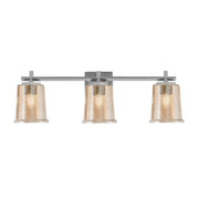 Toltec Franklin 10.25in 3-Light Bath Bar | Industrial Graphite Steel and Amber Bubble Glass | Bathroom Vanity Light | 5.5 x 10.25 in | Model 1213-GP-5033