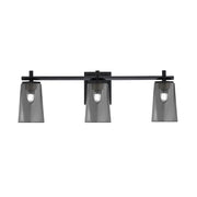 Toltec Franklin 11.25in 3-Light Bath Bar | Modern Matte Black Steel and Smoke Bubble Glass | Bathroom Vanity Light | 5.5 x 11.25 in | Model 1213-MB-262