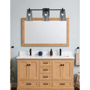 Toltec Franklin 11.25in 3-Light Bath Bar | Modern Matte Black Steel and Smoke Bubble Glass | Bathroom Vanity Light | 5.5 x 11.25 in | Model 1213-MB-262