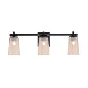 Toltec Franklin 11.25in 3-Light Bath Bar | Modern Matte Black Steel and Amber Gradient Glass | Bathroom Vanity Light | 5.5 x 11.25 in | Model 1213-MB-263