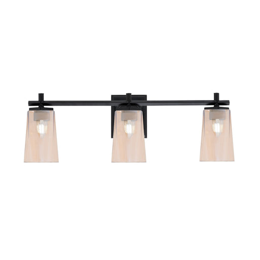 Toltec Franklin 11.25in 3-Light Bath Bar | Modern Matte Black Steel and Amber Gradient Glass | Bathroom Vanity Light | 5.5 x 11.25 in | Model 1213-MB-263