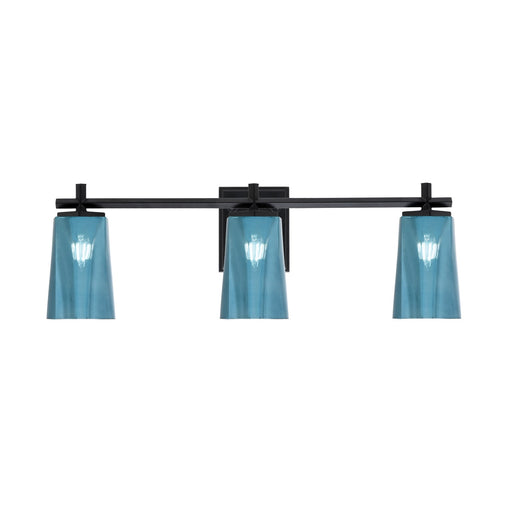 Toltec Franklin 11in 3-Light Bath Bar | Modern Matte Black and Blue Gradient Glass | Bathroom Vanity Light | 5.5 x 11.25 in | Model 1213-MB-265