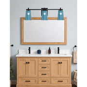 Toltec Franklin 11in 3-Light Bath Bar | Modern Matte Black and Blue Gradient Glass | Bathroom Vanity Light | 5.5 x 11.25 in | Model 1213-MB-265