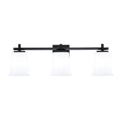Toltec Franklin 10in 3-Light Bath Bar | Modern Matte Black and White Opal Glass | Bathroom Vanity Light | 5.5 x 10.25 in | Model 1213-MB-5031