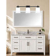 Toltec Franklin 10in 3-Light Bath Bar | Modern Matte Black and White Opal Glass | Bathroom Vanity Light | 5.5 x 10.25 in | Model 1213-MB-5031